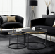 Комплект журнальных столиков MEBEL ELITE ARON, 70/47 и 50/42 см, Черный мрамор / Золото